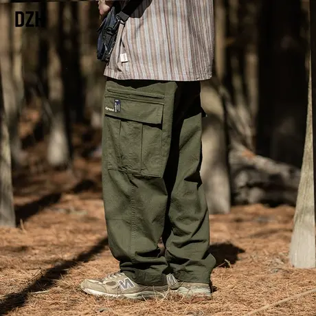 男士军绿色工装裤男秋冬新款宽松直筒裤阔腿裤子2023年新款伞兵裤商品大图