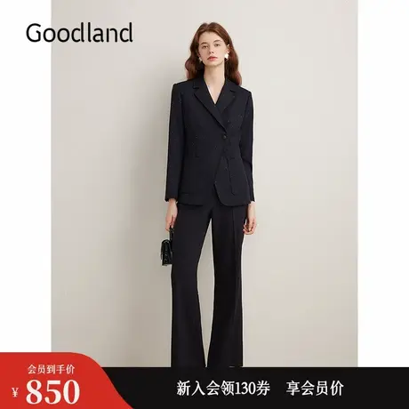 Goodland美地秋季羊毛职场简约休闲西装外套图片