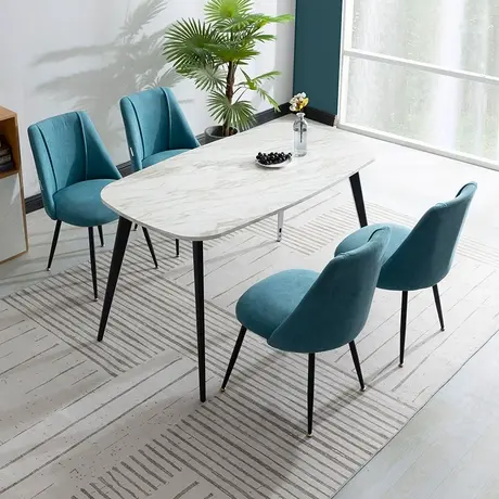 全友家居北欧客厅餐桌椅组合家用大理石纹桌面休闲餐桌子DX107022商品大图