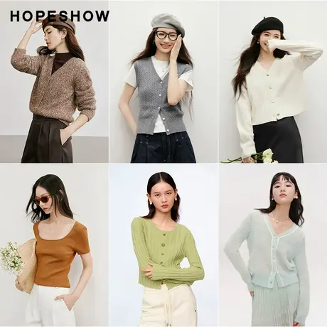 红袖outlets2024年秋冬毛针织衫合集 休闲毛衣打底针织hopeshow商品大图