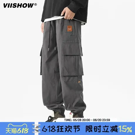 VIISHOW潮牌工装裤男秋冬季加绒纯棉宽松束脚休闲长裤2024休闲裤商品大图