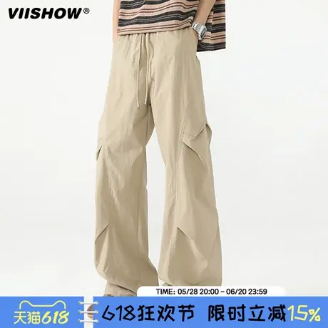 VIISHOW夏新款速干工装冰丝伞兵裤宽松垂感休闲裤运动直筒男长裤商品大图