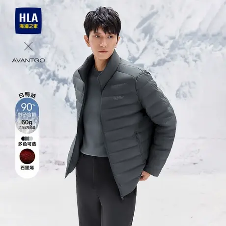 HLA/海澜之家轻商务经典系列羽绒服24秋冬新石墨烯保暖印花外套男商品大图
