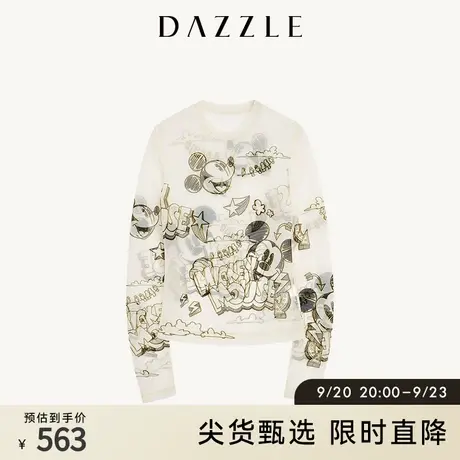DAZZLE迪士尼米奇系列 地素奥莱春季印花上衣内搭打底女图片