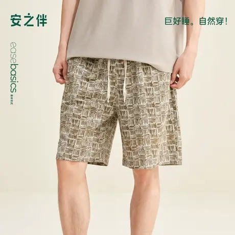 安之伴2025新款男士单件睡裤夏季休闲宽松纯棉短裤可外穿家居裤商品大图