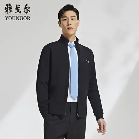 雅戈尔奥莱 男装长袖T恤秋季新品休闲舒适宽松棉针织卫衣外套商品大图