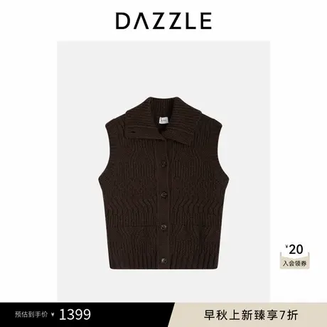 DAZZLE 地素奥莱毛衣冬季深卡其色绵羊毛混纺针织背心针织衫图片
