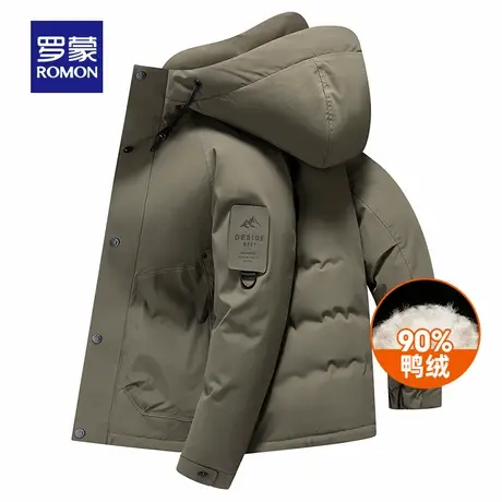 【男女同款】罗蒙时尚休闲短款连帽羽绒服2025冬季新款保暖外套男商品大图