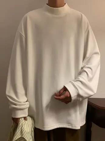 半高领德绒长袖重磅内搭针织衫男秋冬季潮牌港风秋衣打底衫上衣服商品大图