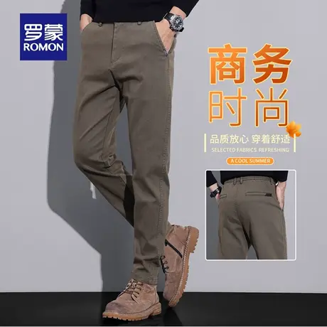罗蒙休闲裤男秋冬新款加绒加厚弹力工装裤商务宽松直筒长裤子N1Z商品大图