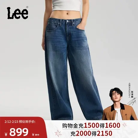 【张凌赫代言】Lee商场同款26春新Slouchy超宽松阔腿牛仔裤中蓝女图片