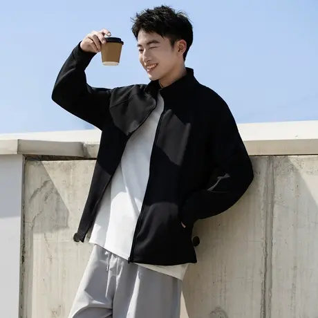 唐狮秋冬速干立领针织外套男式上衣青少年外套男高中生秋冬潮TMTA图片