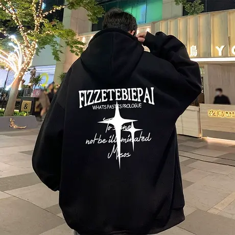 重磅卫衣外套男春秋季潮牌慵懒风美式高街复古宽松拉链开衫上衣服商品大图