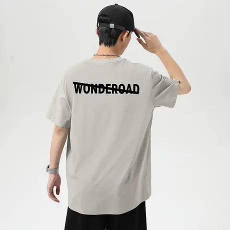 重磅纯棉t恤男士短袖2024新款圆领上衣服半袖全棉打底衫美式体恤商品大图