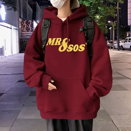 纯棉连帽重磅卫衣男春秋季美式高街情侣ins潮牌运动宽松复古帽衫商品大图
