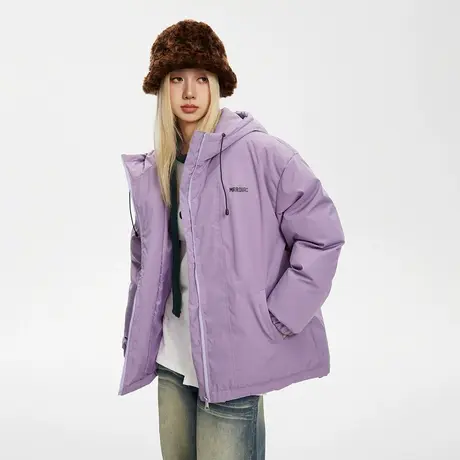 潮牌连帽保暖棉服女冬季加厚外套2023年新款复古宽松oversize棉衣商品大图