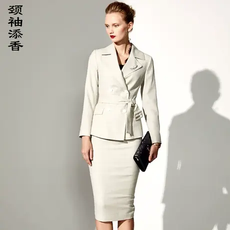 颈袖添香2023春秋新款时尚OL装女装套装小西装套裙两件套图片