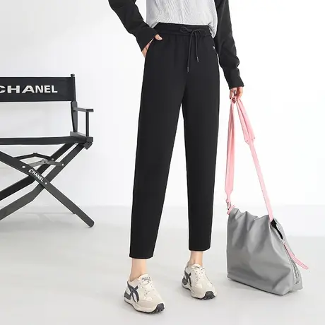 2023新款休闲大码黑色运动裤女高腰显瘦九分哈伦裤百搭直筒小脚裤商品大图