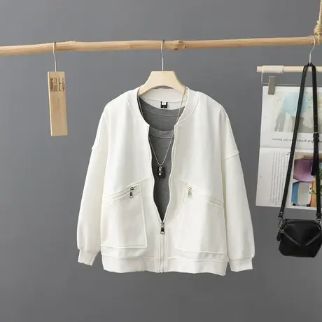 秋装2024年新款休闲运动风短款外套亮色少女夹克衫棒球服卫衣开衫商品大图