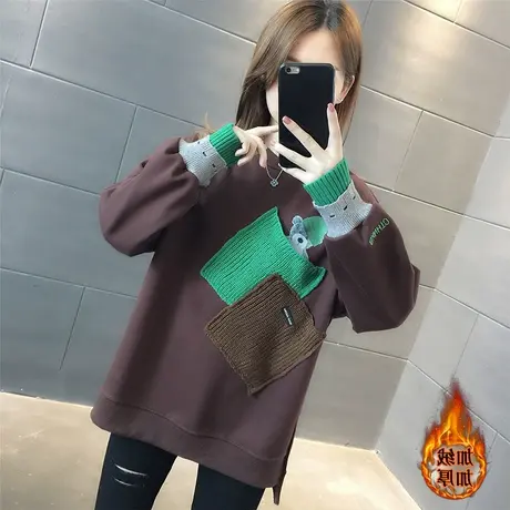 设计感小众卫衣女秋冬韩版宽松bf慵懒风ins加绒加厚假两件外套潮图片