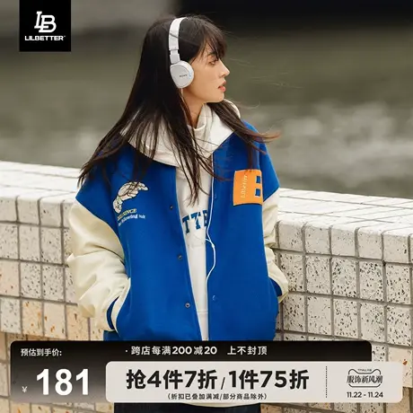 Lilbetter棒球棉衣男日系复古better青年加厚外套克莱因蓝棉服LB图片