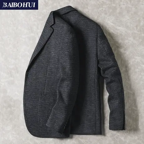 秋冬新款休闲西装男士单件上衣韩版百搭羊毛呢子小西装外套男修身商品大图