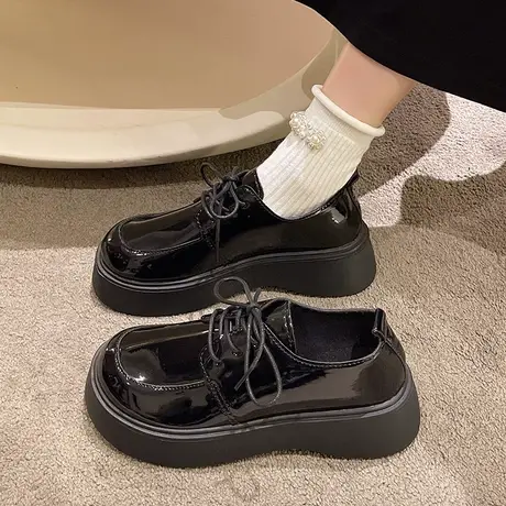 英伦风小皮鞋女2023新款春秋小众设计感日系jk黑色复古法式单鞋商品大图