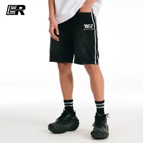 ER牛仔短裤男2023年夏季新款黑色宽松美式热裤潮牌五分裤女运动商品大图