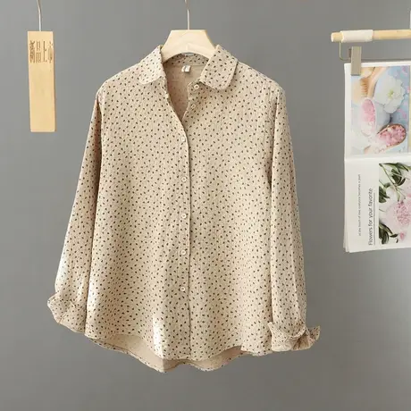 2024年春装新款小翻领纯棉百搭衬衫女士长袖叠穿衬衣宽松纯棉上衣商品大图