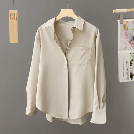 法式洋气简约衬衫女2024早春新款衬衣高级感漂亮别致小衫职业上衣图片