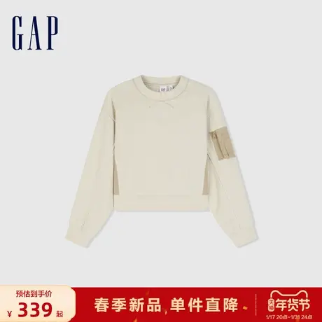 Gap女装2024春季新款工装风圆领落肩卫衣休闲套头运动上衣874451图片
