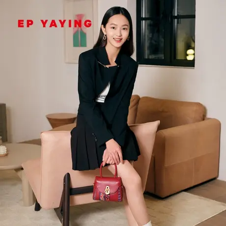 EP雅莹国风女包 时尚提花拼接斜挎包mini小方包 商场同款B016A商品大图