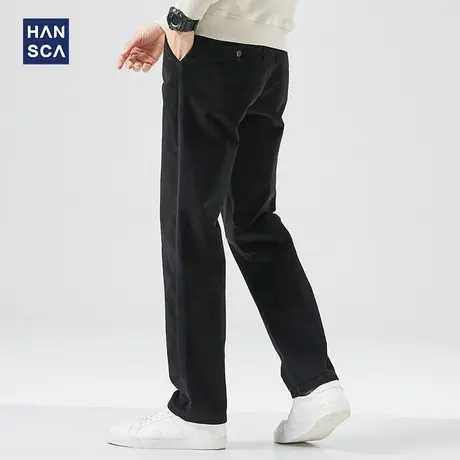 汉斯卡高端灯芯绒休闲裤男2021年新款直筒宽松复古潮流弹力长裤子商品大图