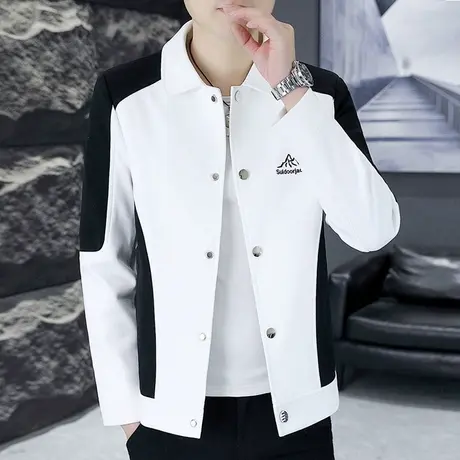 男士春秋季休闲夹克潮牌短款韩版帅气风衣拼色高级感外套春装上衣图片