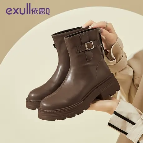 依思Q马丁靴女鞋2023新款爆款秋冬季切尔西靴子英伦风女黑色短靴商品大图