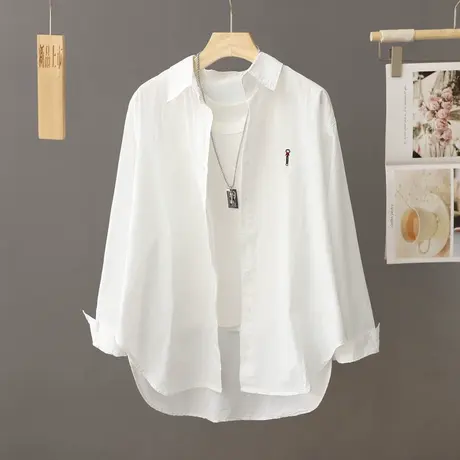 女装2023新款秋季衬衣外套宽松设计感白衬衫女士寸衫休闲小衫上衣商品大图
