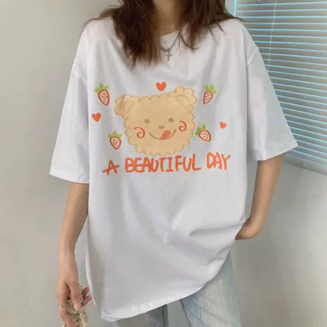 chic港味短袖t恤女设计感小众半袖宽松韩版ins原宿bf慵懒风上衣服商品大图