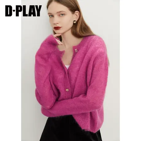 DPLAY2023冬针织衫圆领马海毛开衫外套毛衣商品大图