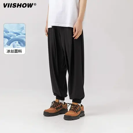 VIISHOW重磅休闲裤男潮牌冰丝男束脚裤美式男士休闲裤春季裤子商品大图