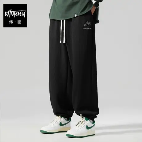伟臣潮牌大码男装秋冬休闲裤男胖子加肥加大灯芯绒束脚裤肥佬长裤商品大图