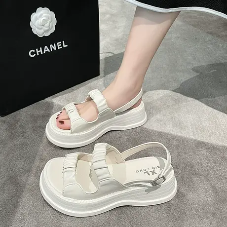 凉鞋女2023夏季新款网红爆款时尚学生罗马松糕厚底防滑休闲沙滩鞋图片