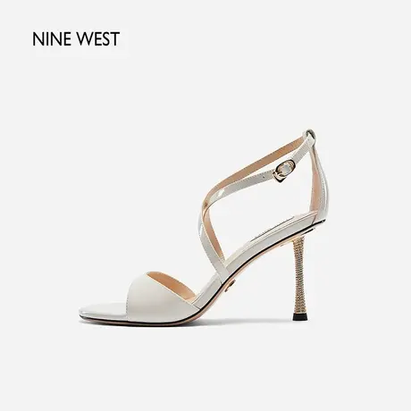 Nine West/玖熙一字带凉鞋女夏季新款真皮交叉扣带超高跟鞋女鞋图片