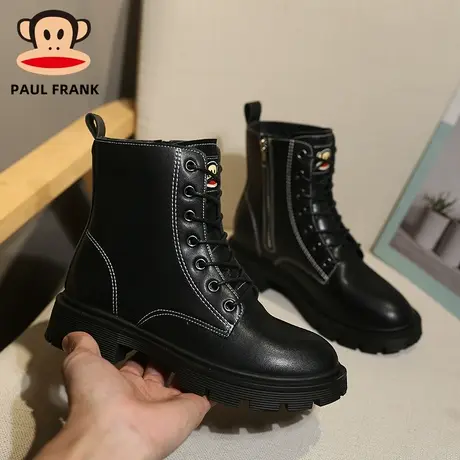 Paul Frank/大嘴猴八孔马丁靴女冬季加绒ins潮黑色短筒二棉鞋子图片