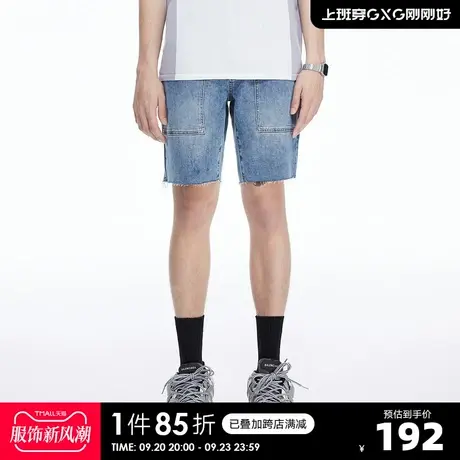 YATLAS亚锐男装夏季新款简约休闲裤男牛仔短裤图片