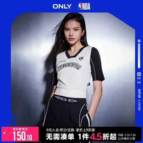 ONLY2023秋季新款NBA联名款印花字母拼色短款T恤女|123201137商品大图