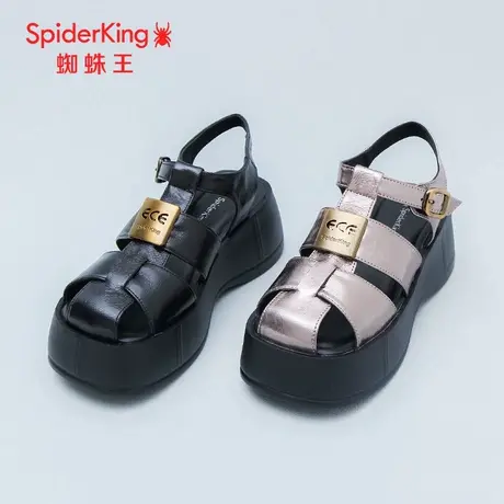 SPIDER KING/蜘蛛王女凉鞋羊皮2025夏商场新款包头罗马风镂空厚底商品大图