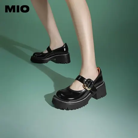 [刘些宁同款]MIO米奥2024年春季学院风单鞋高跟一字带玛丽珍女鞋商品大图