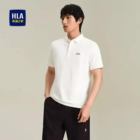 HLA/海澜之家肌理提花短袖POLO衫2025春夏新款透气时尚翻领上衣男商品大图