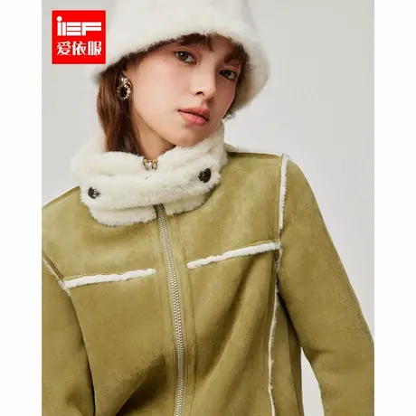 IEF/爱依服2024冬季新款美式复古机车服时尚立领保暖磨砂皮外套图片