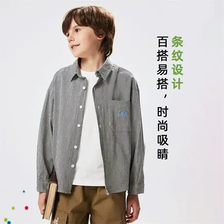 Lee童装刺绣设计长袖衬衫男童女童2025年春季新款休闲宽松上衣商品大图